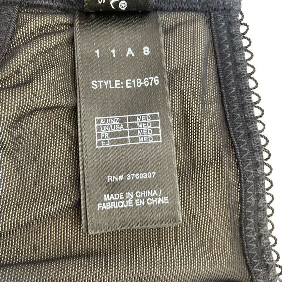 Elle Macpherson Spellbound Suspender Garter Belt Black Tan Mesh Lace Beads - Picture 15 of 16